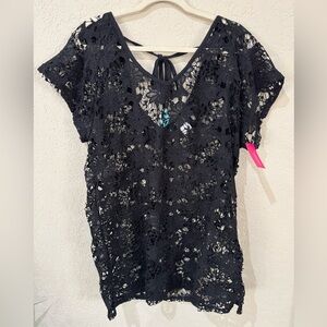 Xhilaration Large Black Lace Beach Coverup NWT